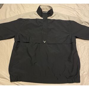 Callaway Windbreaker Mens Medium Black Golf Short Sleeve Pullover Brushed Oxford